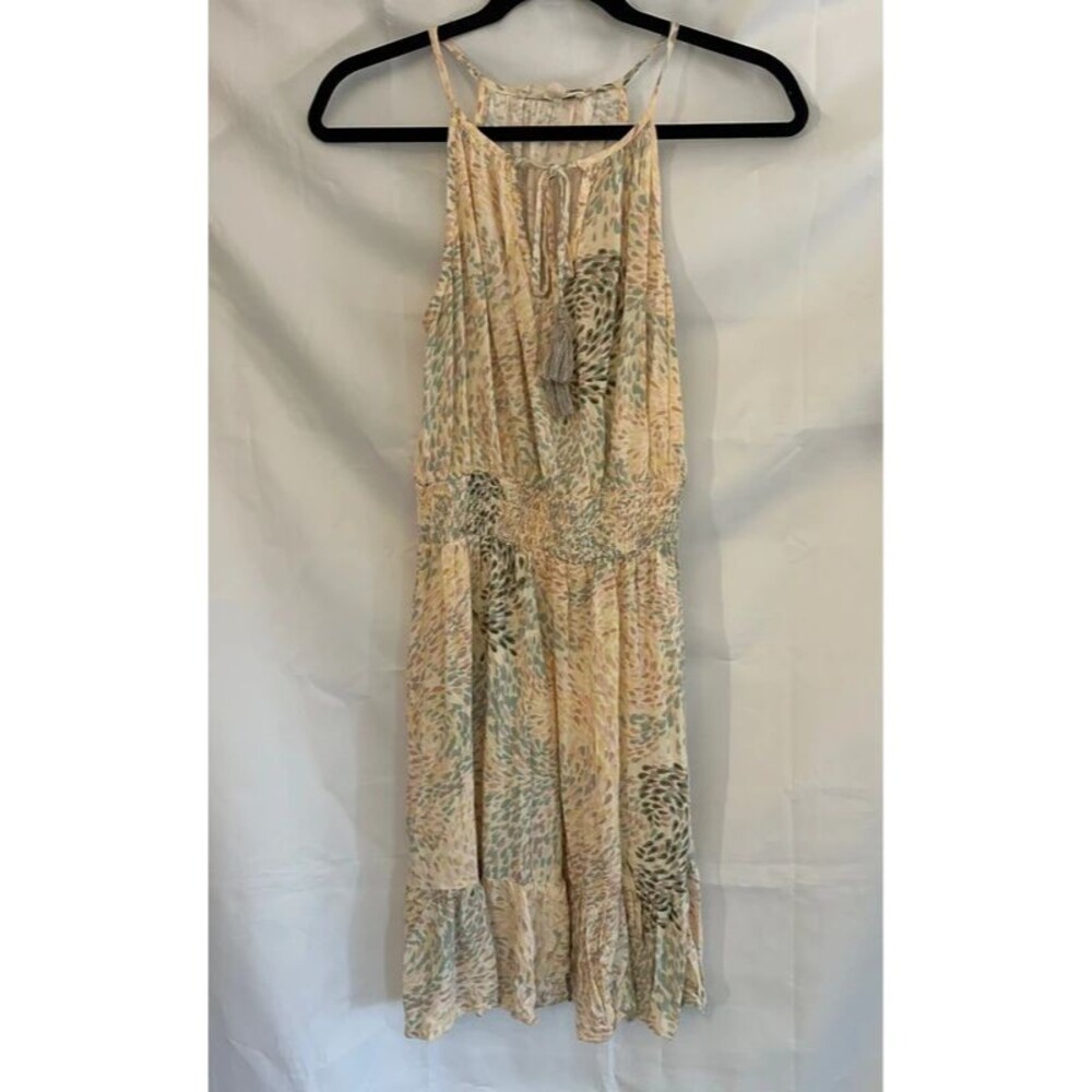 Lovestitch Boho Smocked Halter Maxi Dress Abstract Dot Print Size S